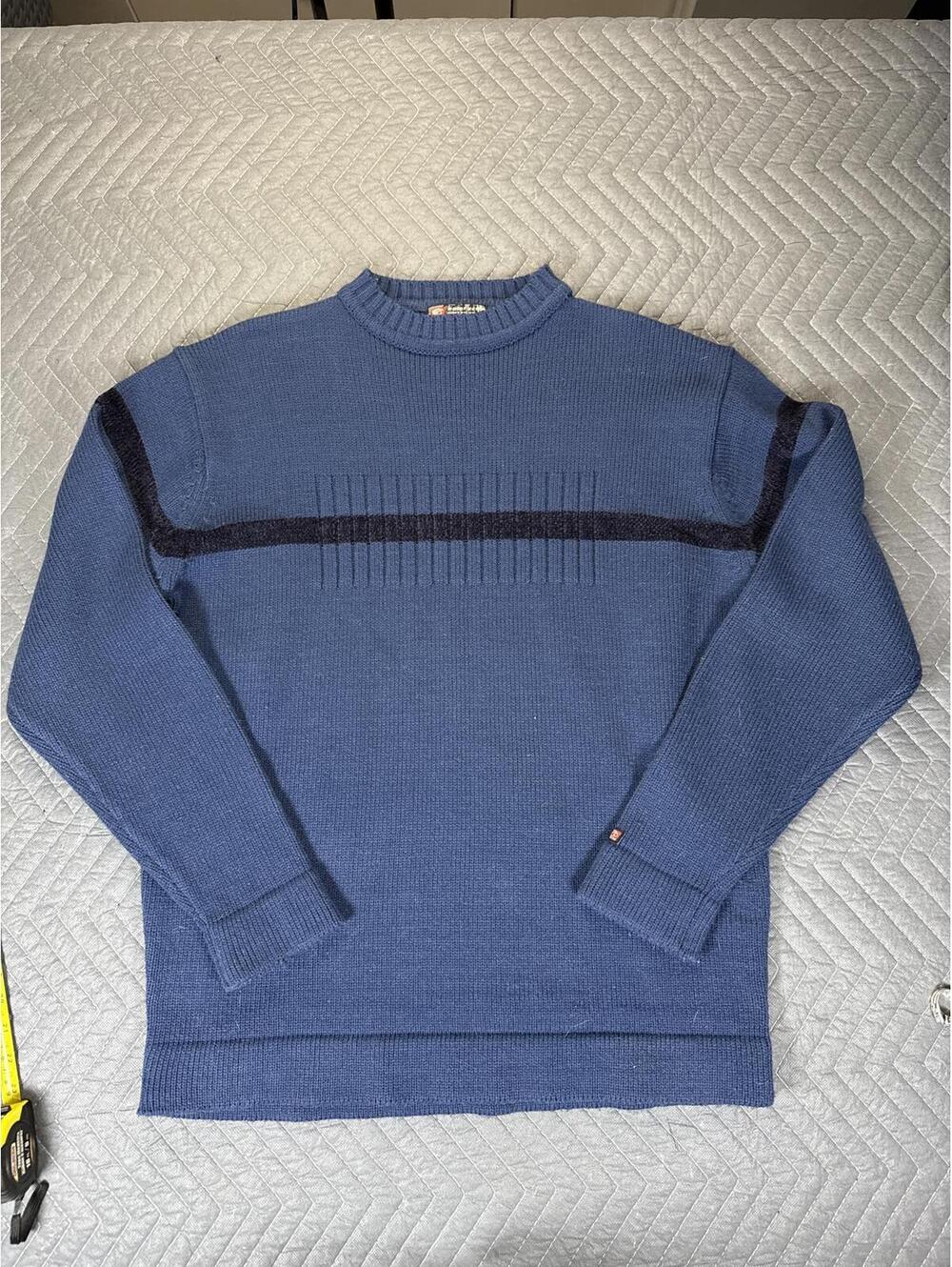 Point Zero Knit Sweater Mens Large Blue Crewneck